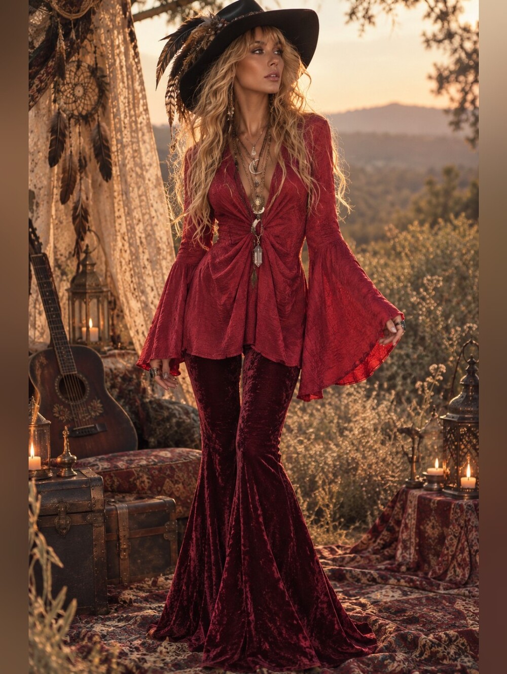 #2 Burgundy Mini Dress with Bell Sleeves